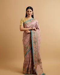 Engagement Glory Purple Silk Saree with Embroidery and Zari - Image 4